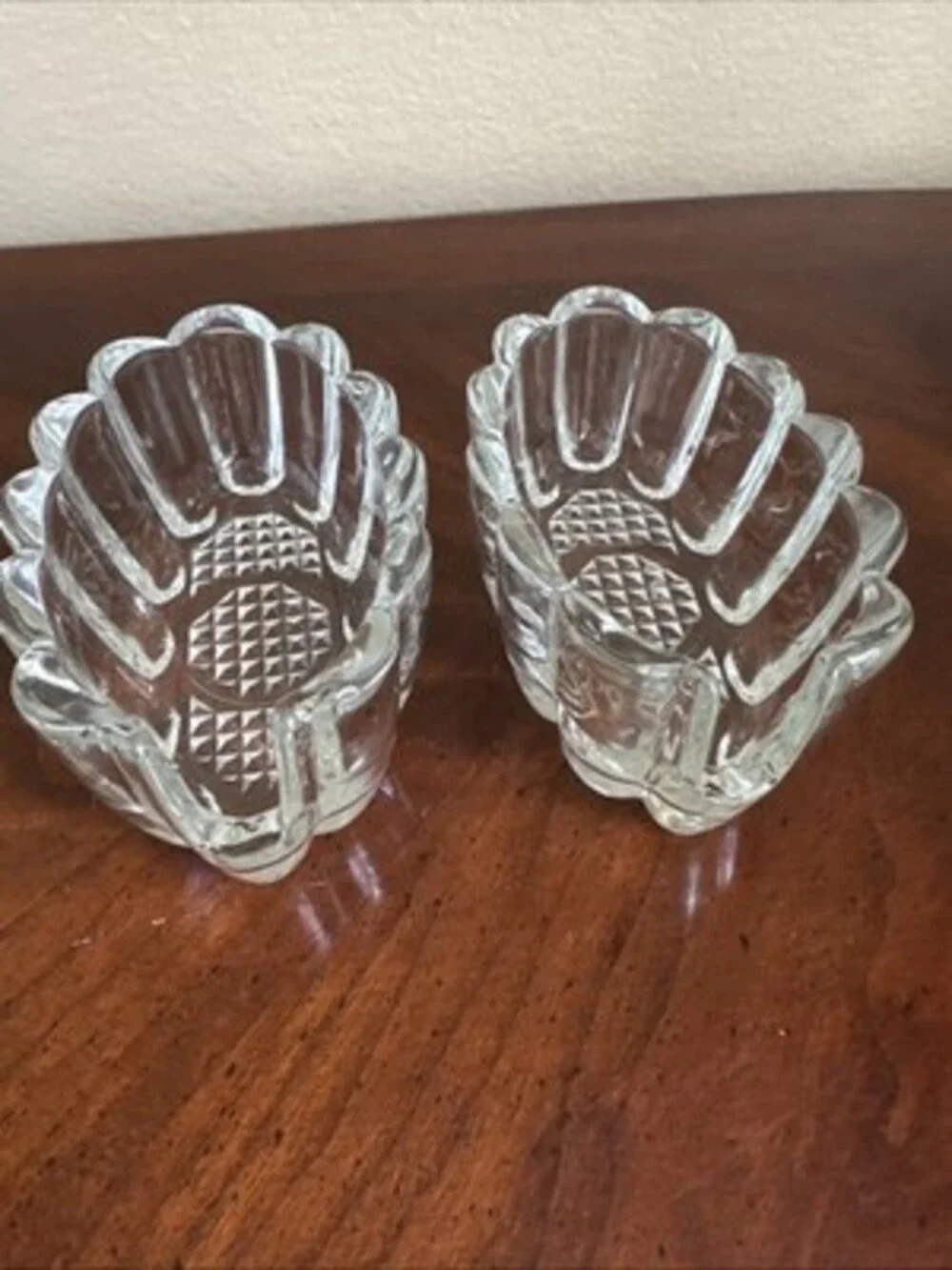Vintage Princess House Crystal Utensil Spoon & Fork Rest Holders Set of 2 5”
